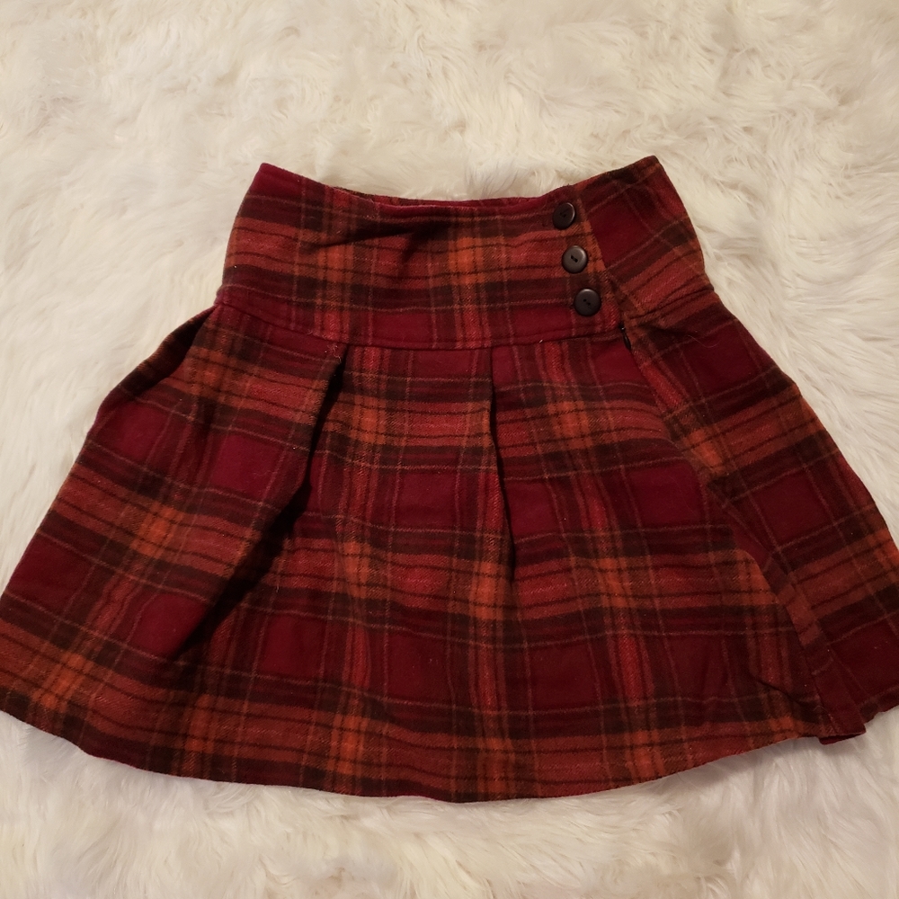 Orange / Red Pleated Plaid skirt sz Small